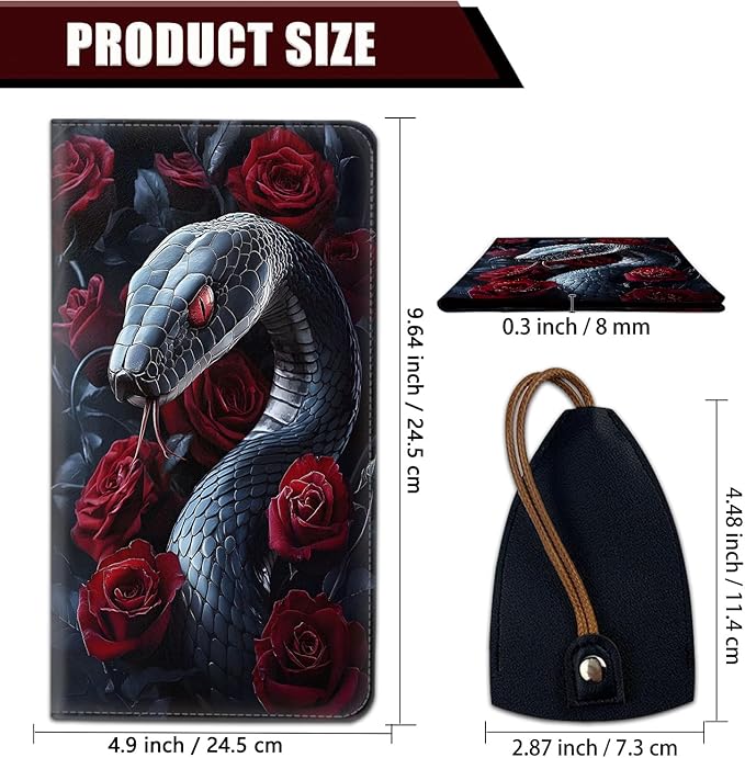 Car Document Holder with Magnetic Shut, Car Registration and Insurance Card Holder, Vehicle Glove Box Organizer Documents, Driver License, Auto Paperwork Organizer Wallet, Black Snake Guarding Rose