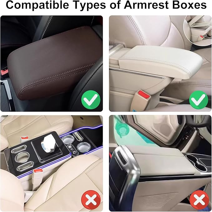NBTEPEM Bling Car Center Console Cover, Leather Car Arm Rest Cover Cushion with 2 Storage Bags, Universal Auto Armrest Protector Storage Box, Bling Accessories Interior for Most Vehicles (Purple)