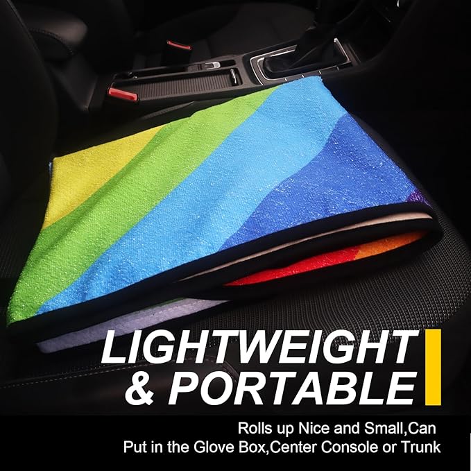 LoyaGour Back Seat Cover for Car Trucks Van SUV,Waterproof Rear Bench Towel Seat Covers for Dogs and Kids,Automotive Backseat Protector (Rainbow)