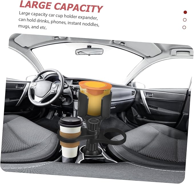 Adjustable Angle Car Cup Holder Expander with Tray Portable Vehicle Mounted Drink and Snack Rack for Cars Sturdy Non Slip Organizer for Cups Phones and Small Items