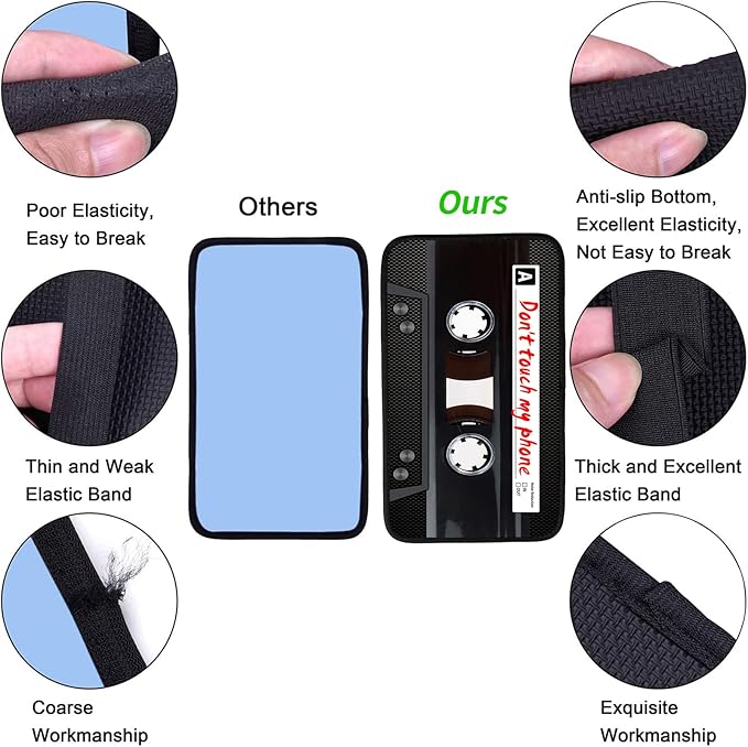 JANENFNA Car Armrest Cover Pads Universal Fashion Cute Auto Center Console Armrest Cover Pad with 2PCS Car Coasters Soft Waterproof Car Armrest Seat Protector for Women,Cassette Tape