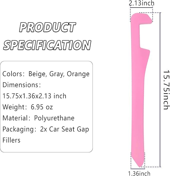 Junecarp Car Seat Gap Filler 2 Pack,Car Gap Filler Organizer to Impede Items from Dropping,Essential Interior Car Accessories Seat Gap Plug (Pink)