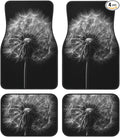 Black and White Dandelion Car Floor Mats,4 Piece, Car Rug Durable Anti-Slip Waterproof Trim to Fit Liner Universal Fit Auto,Sedan,SUV,Truck