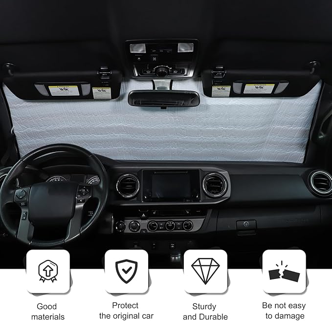 LLKUANG Car Windshield Sun Shade Compatible with Toyota Tacoma 2006-2024 Auto Windshield Sunshades Foldable Blocks UV Rays Sun Visor to Keep Your Vehicle Cool and Damage Free (Style C)