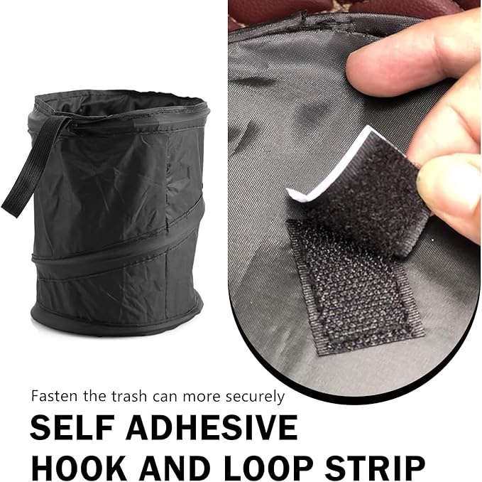 Shakas Car Trash Can, Pop-up Collapsible Car Trash Bin, Waterproof Hanging Car Trash Bag, Portable Foldable Multifunctional Accessories Car Trash Bin (Black)