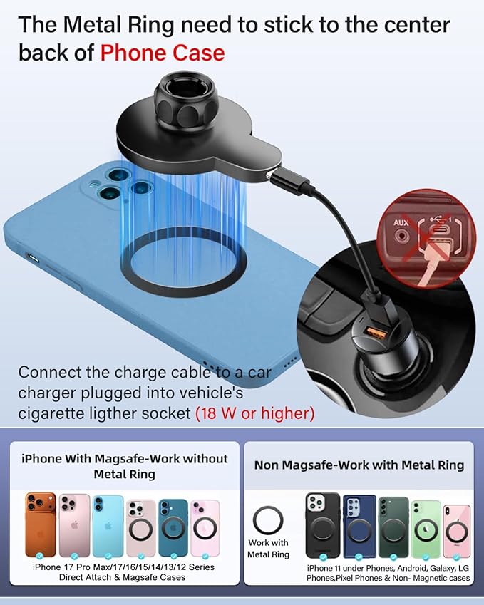 PZK Car Phone Holder for Hyundai Elantra 2021-2025 SE/SEL/Sport/Limited/N Line Accessories 8-Inch/10.25-Inch Screen Magnetic 15W Fast Wireless Charger Car Phone Mount Not Affect Air Vent