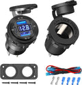 Qidoe Cigarette Lighter Socket 12 Volt USB Outlet Dual 30W PD & Dual Quick Charge 3.0 18W, 300W Socket Aluminum Metal Charger Panel with LED Voltmeter for Marine Car RV Motorcycle Golf Cart, etc