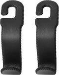 AMVOYOA Leather Car Seat Hooks - U-Shaped Purse Holder for Car, Fully Leather-Wrapped Headrest Hooks for Purses, Bags & Coats, Durable Seat Back Organizer for Travel & Daily Use (Black, 2 Pack)