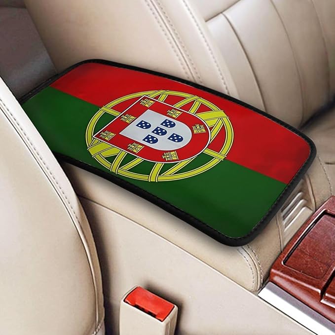 Vintage Portugal Portuguese Flag Car Center Console Cover, Universal Waterproof Armrest Pad, Soft Comfort Cushion & Scratch-Resistant Protector for Cars, SUVs and Trucks