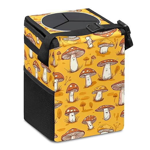 GVGHIDZ Car Trash Can – Multi-Purpose, Lightweight and Portable with Durable Water-Resistant Coating, No Installation Required, Practical and Ample Capacity, Variety of Colors.Mushroom