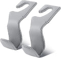 Car Seat Hooks for Purses and Bags, 2 Pack Car Purse Holder for Grocery Bag Handbag Clothes, Metal Headrest Hooks Covered by Leather, Gray