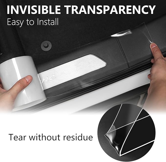 DGSL Car Door Edge Guards Door Sill Protector, 4In x 33Ft 5D Carbon Fiber Car Wrap Film, Vinyl Automotive Wrap Film Anti-Collision Fits for Most Vehicles (Transparent)