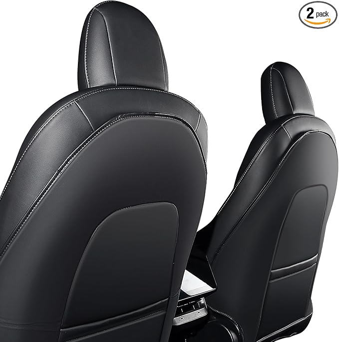 2PCS Leather Seat Back Kick Protector for Tesla Model Y/3/X/S (2020-2026) - Waterproof, Scratchproof Backseat Cover for Kids & Pets with Organizer Pocket | Easy to Clean | Dirt & Mud Protection