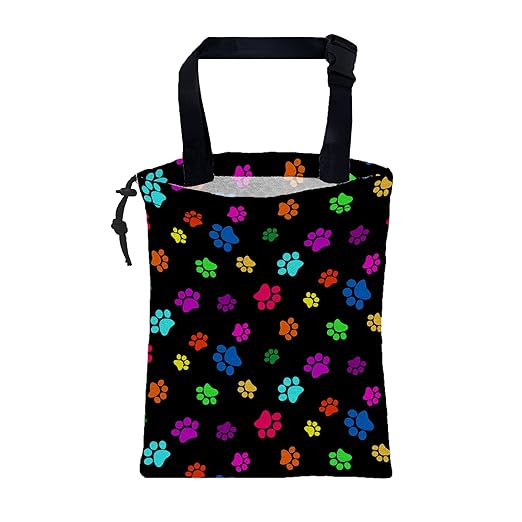 KXWQTRDD Car Garbage Bag Colorful Paw Prints Hanging Canvas Car Trash Bag Waterproof Drawstring Car Back Seat Organizer for Car Back Front Seat Console with Adjustable Buckle