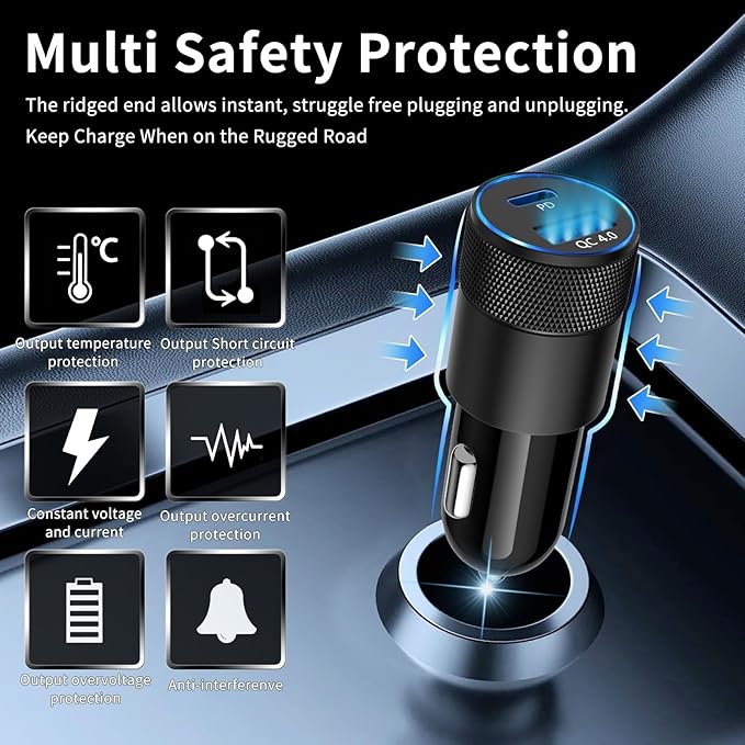 48W USB C Car Charger, Dual Port Fast Car Charger with PD&QC4.0, Ultra-Fast Charging for i Phone 16/15 Pro/Samsung S24, Compatible with Car/Truck/SUV, Perfect for Drivers, Travelers & Tech Enthusiasts