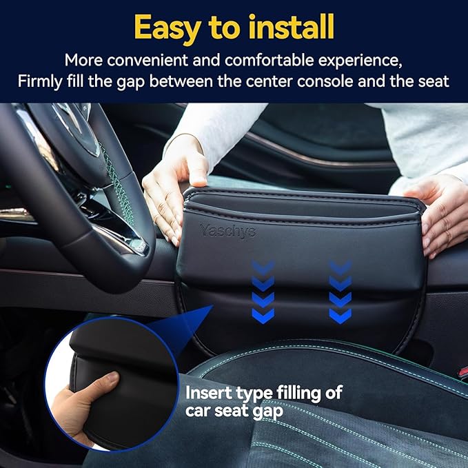 Car Seat Gap Filler 2 pack Car Gap Filler Seat Organizer Front Seat Leather Car Accessories for Women Men, Car Essentials for SUV Truck, Adjustable Seat Gap Filler Organizer for Phones, Keys, Cards