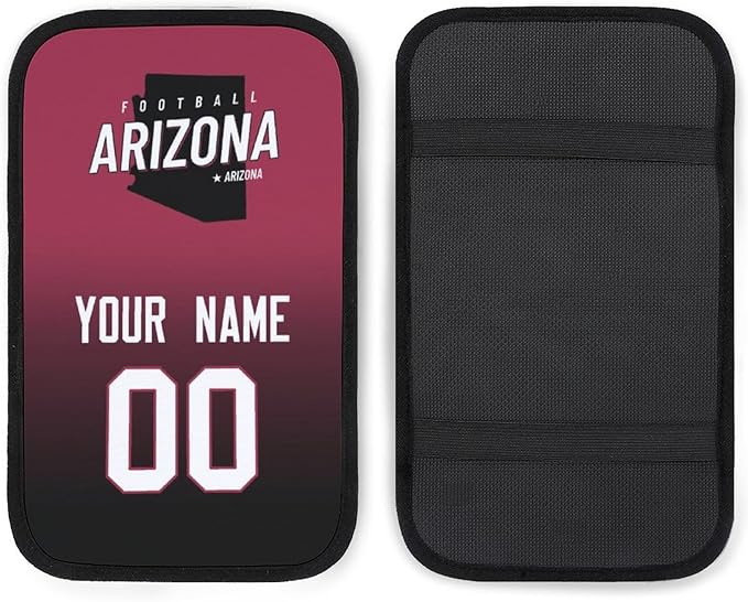 Custom Football Car Armrest Covers Universal Auto Center Console Pad Car handrail Box Cushion Personalized Add Name & Number Fans Gift Fit Suit for SUV Truck Sedan Van