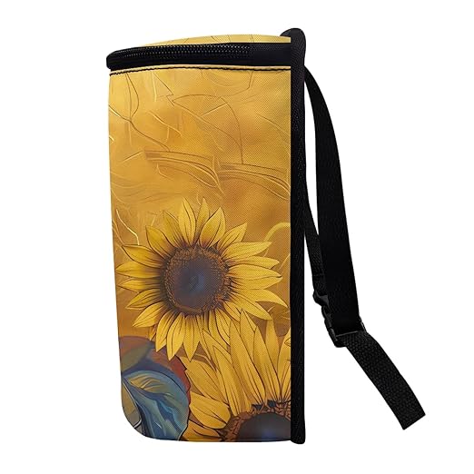 Sunflower Blue Bird Car Trash Can, Stylish Trash Bin Leak-Proof Zipper Design for Back Seat