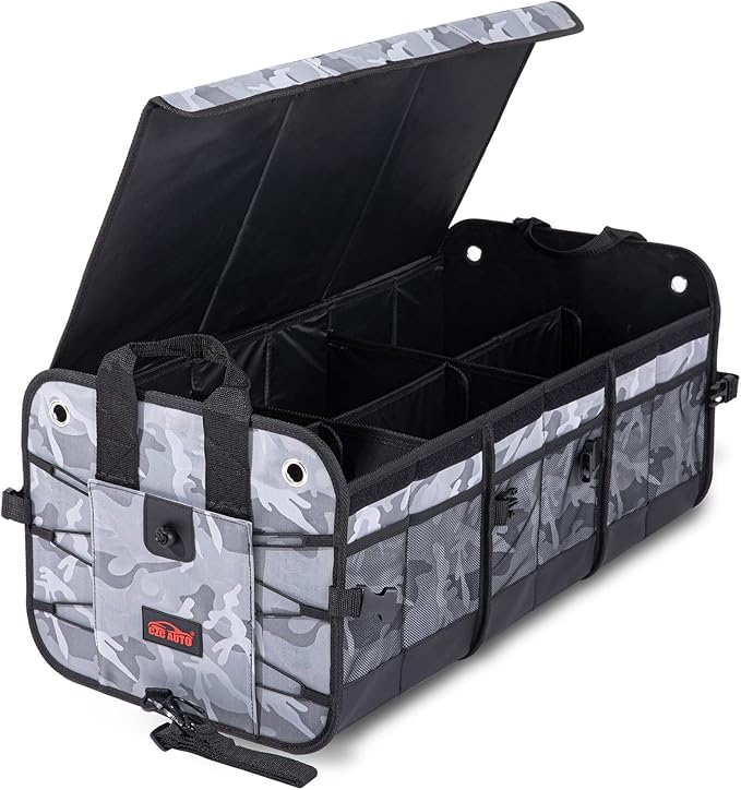 CZC AUTO Car Trunk Organizer Collapsible Cargo Trunk Storage Organizer with 6 Compartments for Car Suv Truck (Camouflage)