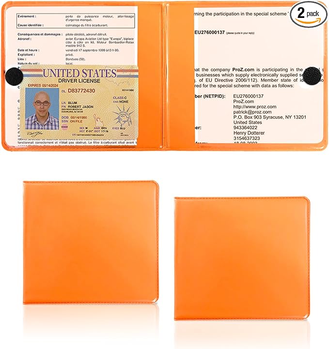 2 PCS Car Registration and Insurance Holder, 10.6''×4.8'' Essential Auto Card Glove Box Organizer with Closure, Vehicle Interior Accessories Perfect for Documents, Cards
