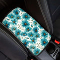 Gray Floral Car Center Console Armrest Pad for Cars Flower Printed Cars Accessories Dust-Proof Armrest Seat Storage Box Mat for Car Interior Decor, Easy to Install, Grey