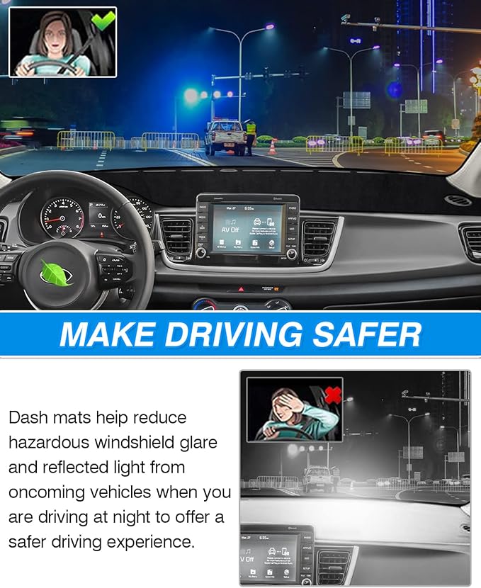 CARTIST Dash Cover Custom Fit for Kia Rio Sedan LX EX S 2017-2023 Accessories Dashboard Cover Mat Non-Slip Pad Carpet Anti-Glare