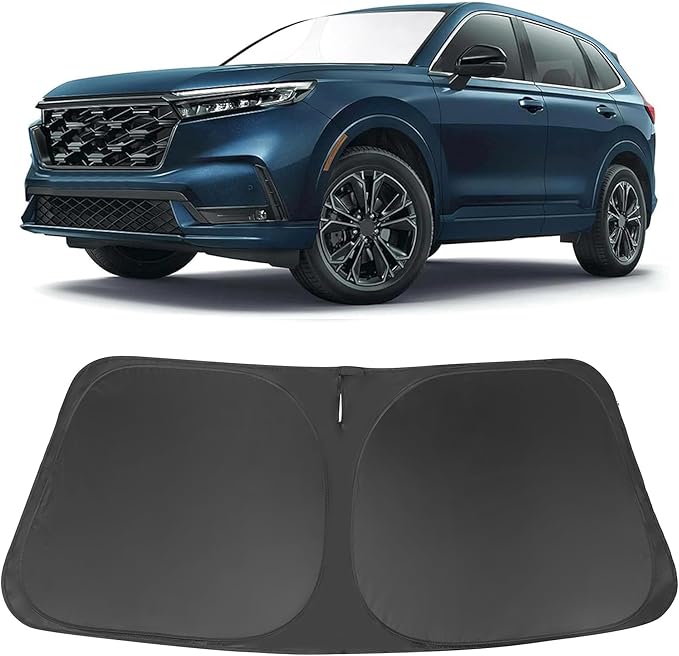 Windshield Sun Shade Custom Fit for 2023 2024 2025 Honda CRV SUV, LX, EX, EX-L, Sport Hybrid, Touring Accessories Foldable Sunshade Sun Blocker Protect Car from Sun Rays & Heat Damage