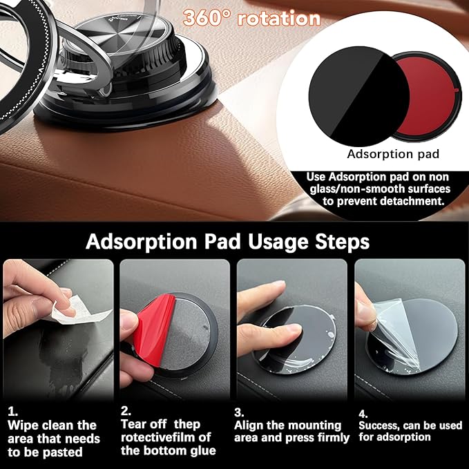 Magsafe Car Mount, Magnetic Car Phone Holder for Dashboard & Windshield, Strong Magnet 360° Rotation Phone Holders for Your Car Compatible with iPhone 12-17 Pro Max & Android Phones