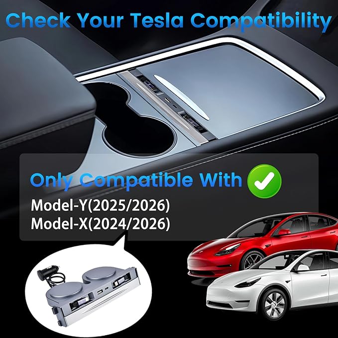 Upgrade Car USB Hub for Tesla Model 3 & Model Y Accessories, 65W Fast Phone Charger with 2 Retractable Cables & Waterproof Slide Cover Fit Model 3 2024-2026 & Model Y Juniper 2025-2026