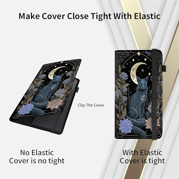 RAUEDWDJS Car Registration and Insurance Holder,Leather Vehicle Glove Box Organizer Wallet Case for Driver's License,ID Key Information Cards-Witchy Cat Moon