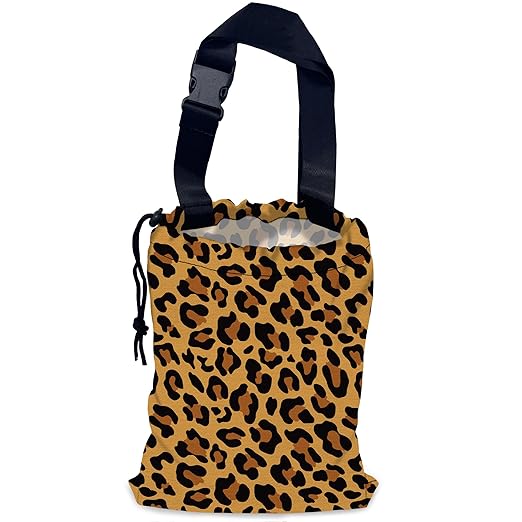 NHNXHWIA Brown Leopard Car Garbage Bag,Camouflage Waterproof Small Car Trash Bag Hanging Back of Seat,Drawstring Hanging Car Trash Bag with Adjustable Buckle for Car Accessories