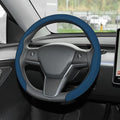 frani Leather Steering Wheel Cover, Universal 15 Inch Premium Non-Slip Steering Wheel Cover Navy Blue
