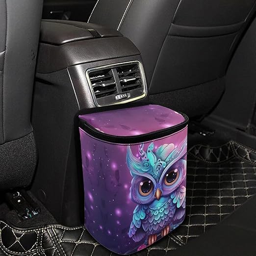 DISNIMO Cartoon Owl Car Trash Can Easy-to-Install Car Accessory Interior, Leak-Proof Car Garbage Can Bin Organizer Storage Bag for The Back Seat of Any Cars, Sedans, SUVs & Trucks