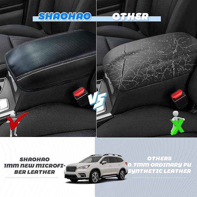 SHAOHAO for 2024 2025 Subaru Ascent Car Armrest Cover for 2019-2023 2024 2025 Subaru Ascent Accessories Center Console Cover Ascent 2023 2024 2025 Arm Rest Console Lid Protector Cushion Cover Pad