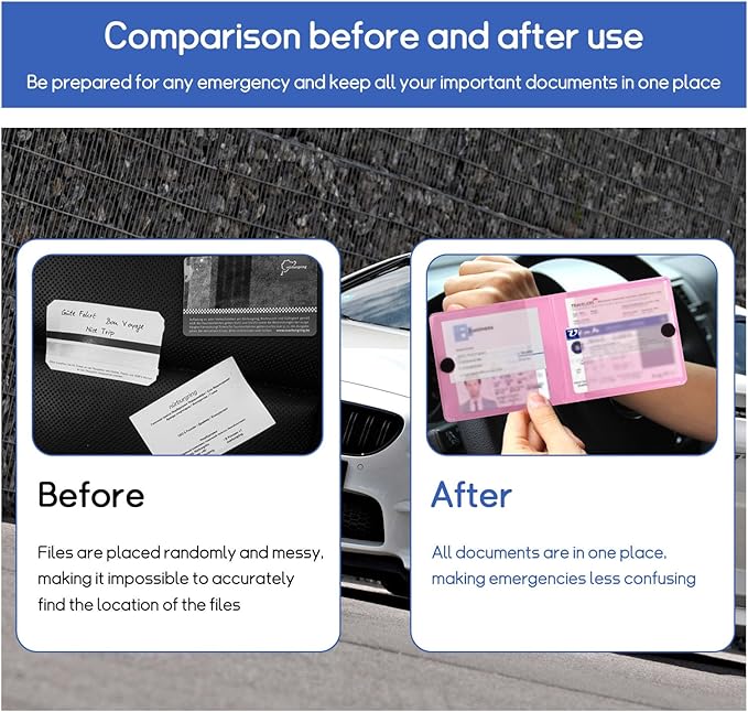2 PCS Car Registration and Insurance Holder, 10.6''×4.8'' Essential Auto Card Glove Box Organizer with Closure, Vehicle Interior Accessories Perfect for Documents, Cards