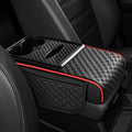 Hovom Car Center Console Armrest Pillow, 13.78"×7.48"×2.76" Leather Arm Rest Cover for Cars, Multifunctional Auto Armrest Cushion Pad with Pocket, Tissue Box & Cup Holder, Car Accessories (Black+Red)