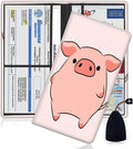 Yuxcfhjfe Car Registration and Insurance Holder, PU Leather Auto Document Holder for Men&Women, Vehicle Glove Box Compartment Organizer with Magnetic Shut for Driver's License, Pink Pig Pattern