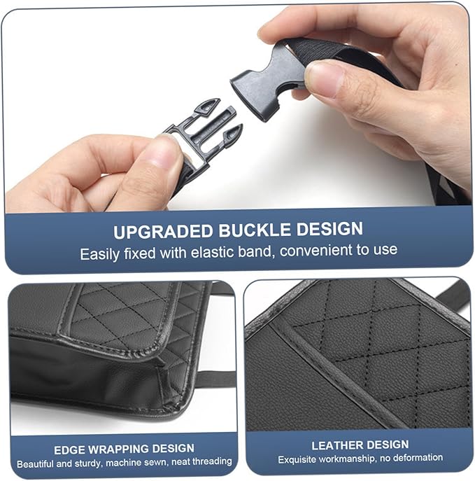 Car Seat Back Storage Bag 10x3x10" Hanging Car Back Seat Organizer & Waterproof Leather Organizer for Automobile, Black Auto Storage Auto Box