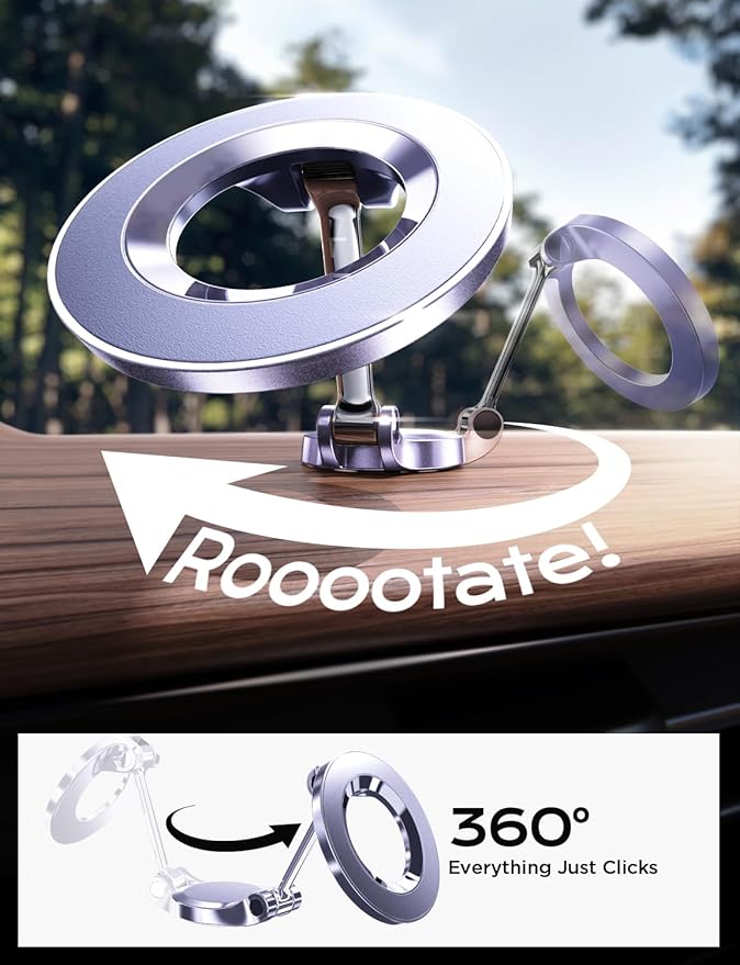 LISEN for iPhone MagSafe Car Mount, Cute Ultra Magnetic Phone Holder for Car Dashboard, Magnet Car Phone Mount for Dashboard Purple Car Accessories for iPhone17 Pro Max Air 16 15 14 13 12, Purple