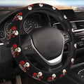 Ouqiuwa Red Rose Skeleton Steering Wheel Cover Women, Comfortable Elastic Steering Car Wheel Cover Fit 15 inches Universal Accessories Suvs Trucks Decor