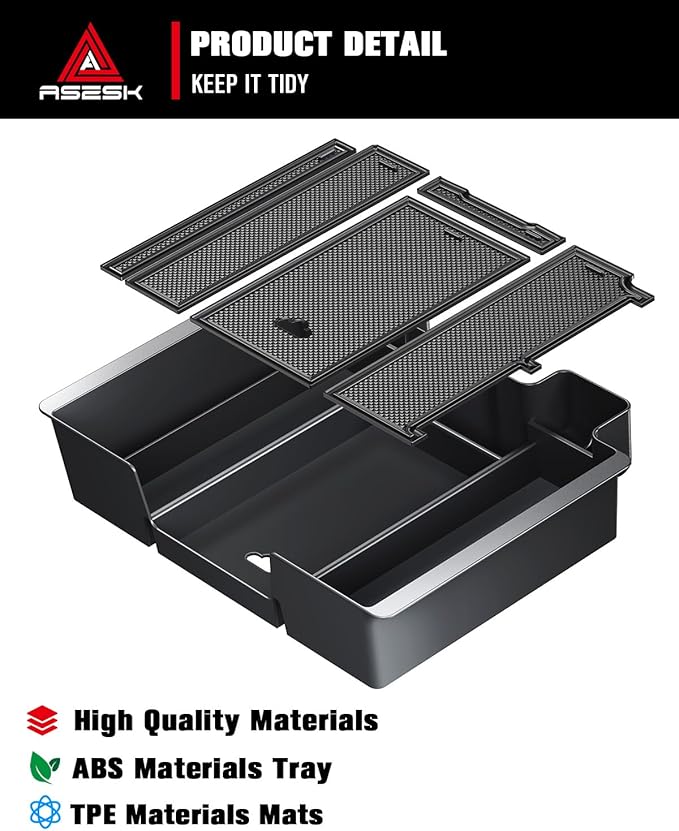ASZSK for 2019-2022 Chevy Silverado/GMC Sierra 1500& 2020-2023 Silverado/Sierra 2500HD 3500HD Center Console Armrest Organizer ABS Materials