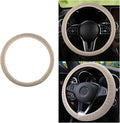 Stretch Elastic Steering Wheel Cover, All-Season Comfort, Warm in Winter & Cool in Summer, Universal 15 Inch Microfiber Breathable Ice Silk, Anti-Slip, Odorless, Easy Carry, Fit Car, SUV (Beige)