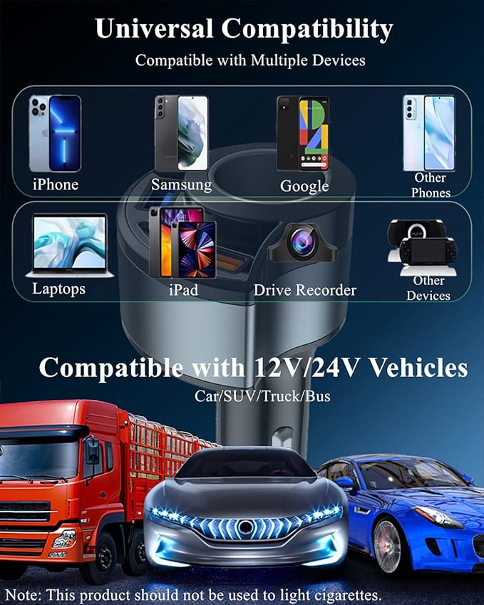 [QC3.0&4IN1] USB Car Charger Adapter, Cigarette Lighter Socket Car Adapter [with QC3.0 18W&PD/USB A 3.1A], 12V 24V Car Charger Compatible with iPhone 14/13/12/11/XS/XR/X/8,iPad,Galaxy,Dash Cam,GPS etc