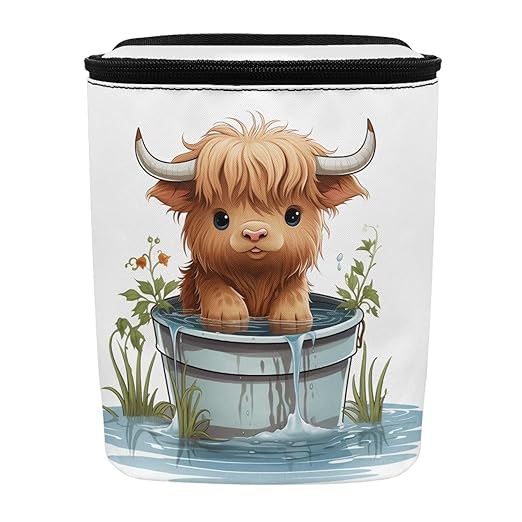 Cute Highland Cow Car Trash Can Easy to Install Hanging Garbage Bin for Back Seat Leak Proof Lightweight Car Garbage Cans Fashion Car Interior Accessories for Most Cars, SUVs