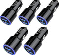Car Charger Adapter, 5Pack 4.8A Dual Port Fast Charge Car Phone Charger USB Lighter Plug Cigarette Charger for iPhone 17 16e 16 15 14 13 12 11 Pro Max SE XR XS X 8 7 6,Samsung Galaxy S25 S24 S23 S22