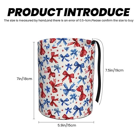 Patriotic Bow Car Trash Can Leak-Proof Waterproof Hanging Trash Bin Collapsible Garbage Can for Car Accessories Travelling Camping