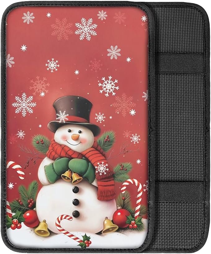 Horeset Christmas Snowman Auto Center Console Pad Anti-Scratch Non-Slip Car Arm Rest Cover Accessories Interior Decor