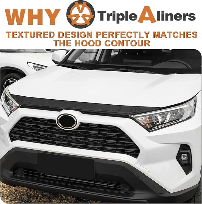 TripleAliners Hood Deflector Protector Compatible with 2019-2025 Toyota RAV4 Accessories Hood Protector TPE Bug Deflector Shield Replacement for RAV4 2025 2024 2023 2022-2019
