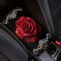 Red Rose Universal Center Console Armrest Soft Pad Protector Cover Armrest Box Protector Non Slip for Pet Dogs Car Interior Decor