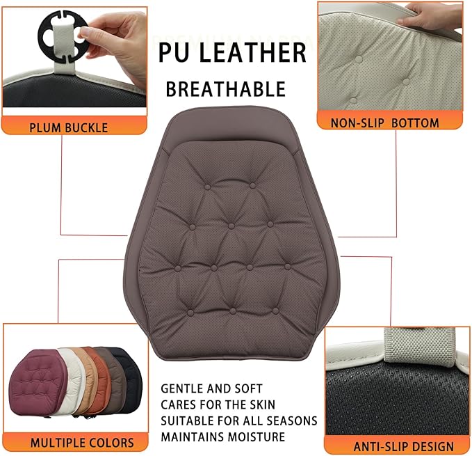 ontto Cooling Car Seat Cushion,Universal Auto Seat Back Lumbar Covers for Most Vehicles,Ventilated PU Leather Seat Protector for Driver and Passenger Seats,Dark Brown(2 PCS)